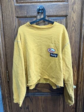 Columbia Mustard Yellow Patch Cropped Sweatshirt